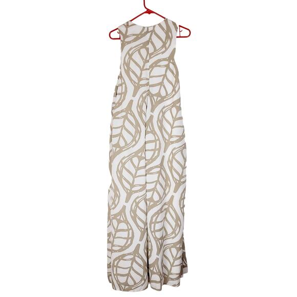Anthropologie Whit Two tan leaf print maxi dress Size XS Tropical Clean Girl - Picture 1 of 12